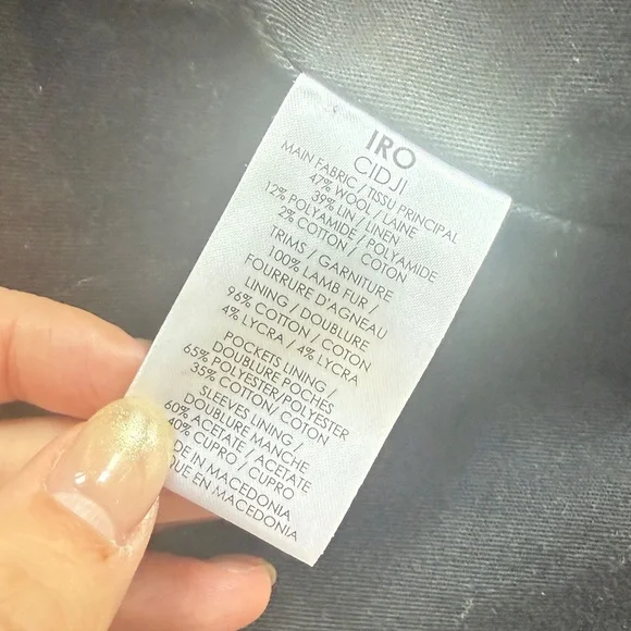 IRO Charcoal Jacket with Cream Faux Fur Collar NWOT - Picture 8 of 8